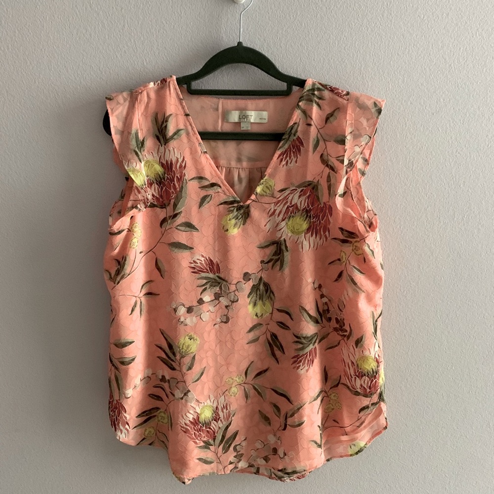 LOFT sleeveless ruffle top